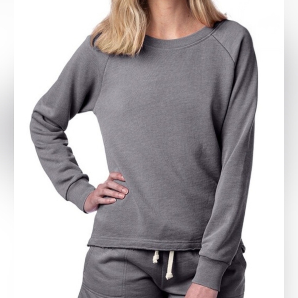 Alternative Apparel Charcoal Gray Raglan Crewneck Sweatshirt Size Medium